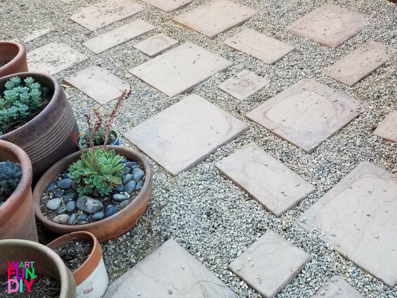 pavers in gravel patio
