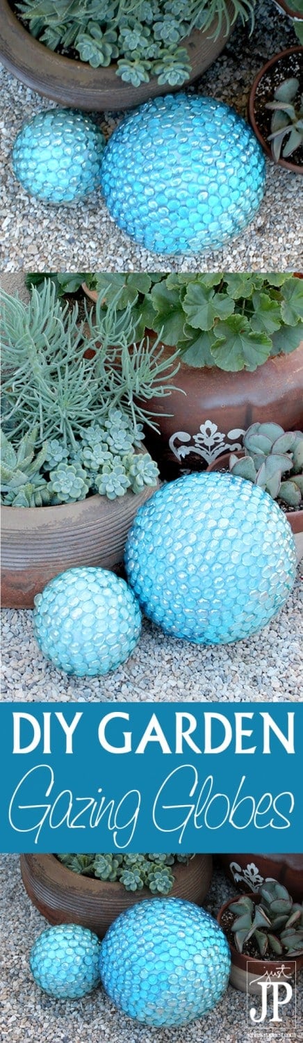 A gazing ball the kids won't break! This tutorial is so easy to follow and these are CHEAP!!! Make this DIY FAUX Gazing Ball for your garden for under  for TWO. Can get all the supplies at dollar store - click the post to see what you need and watch video.