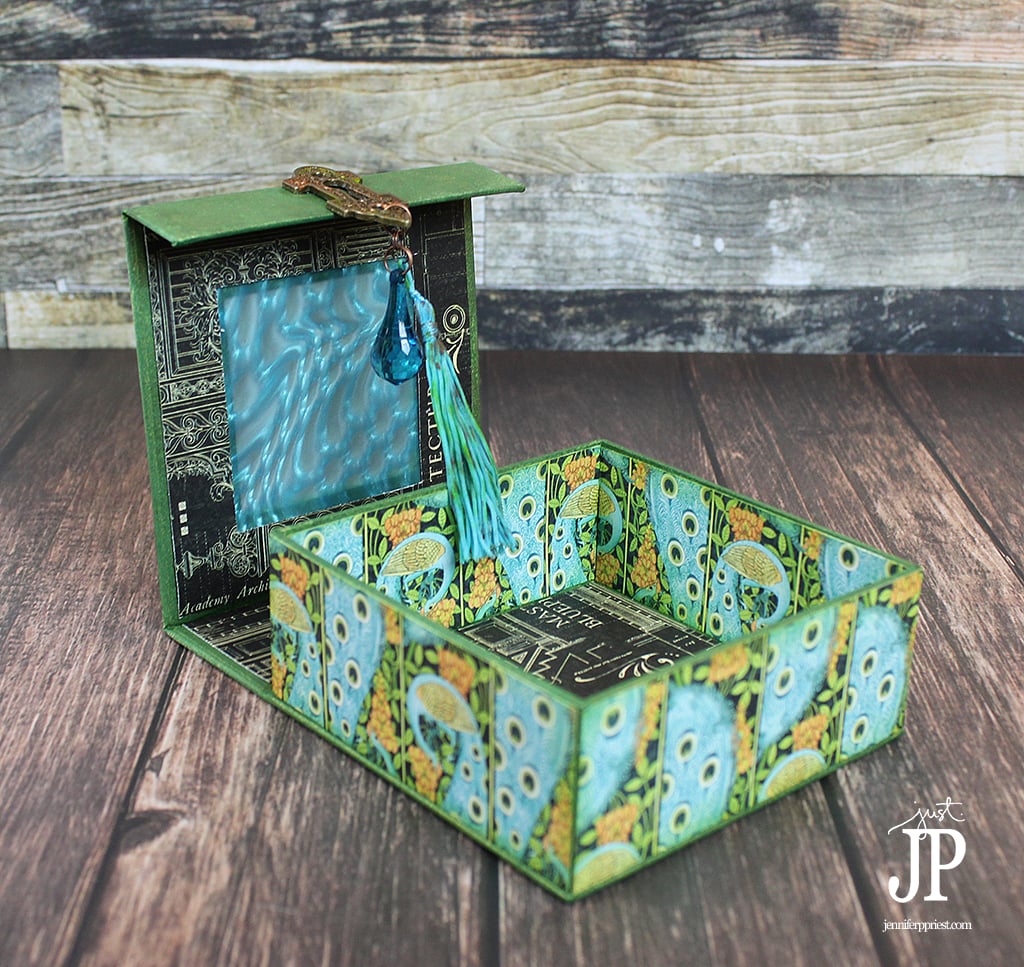 Graphic45---Clearsnap-Peacock-Mens-Trinket-Box-OPEN-Lid-JPriest