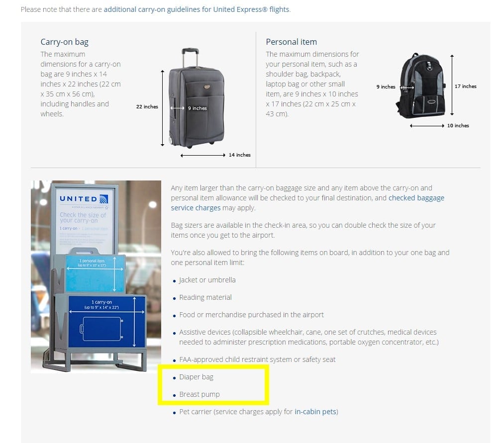 United-Carryon-Guildelines-Breast-Pumps