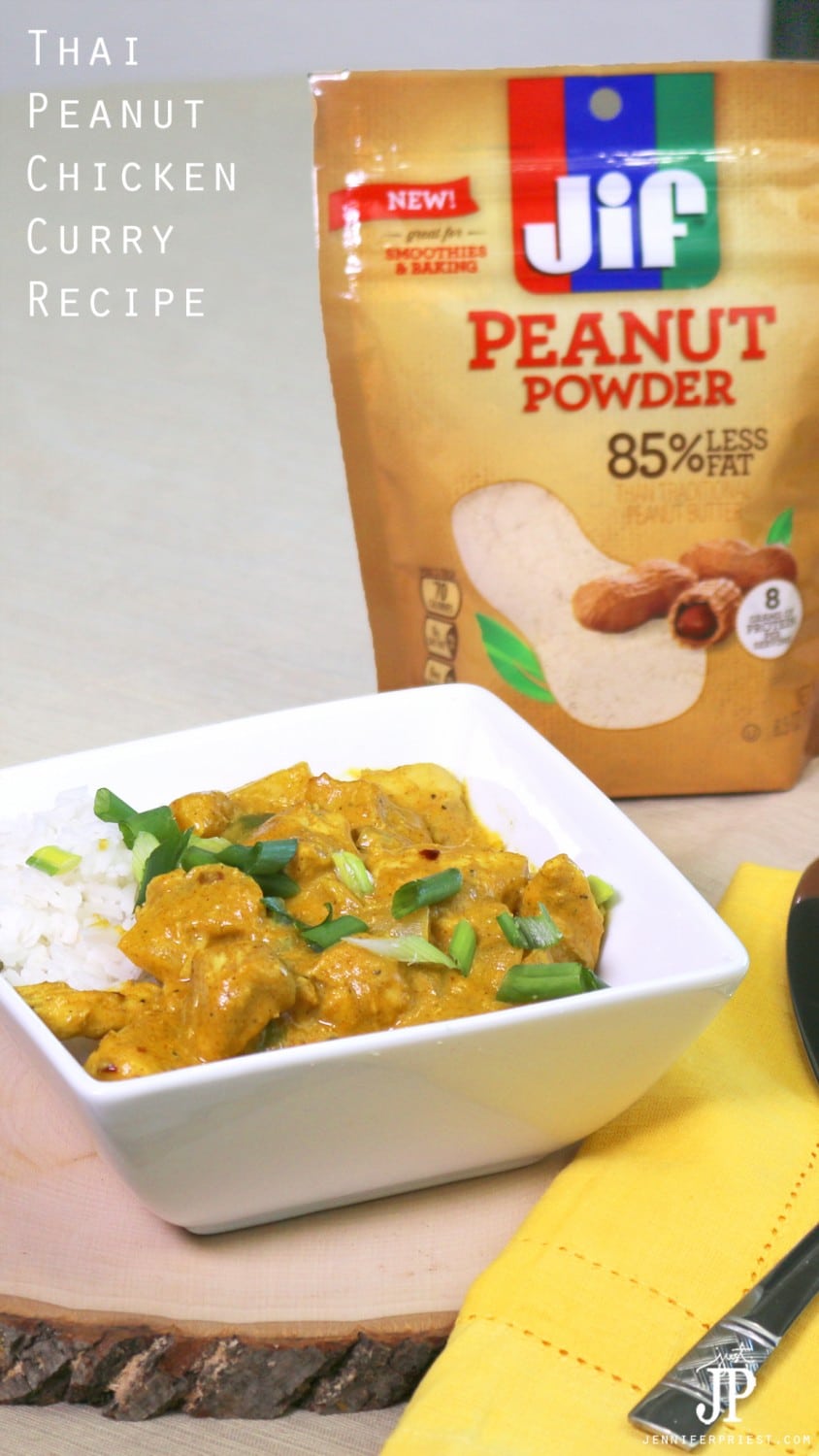 Make this Thai Peanut Chicken Curry for dinner tonight with Jif Peanut Powder! This recipe will make you forget about takeout.