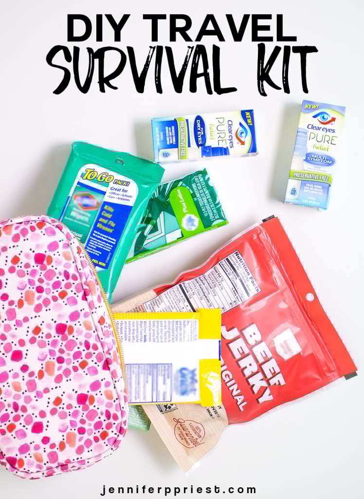 Make this DIY Travel Survival Kit to take on your next trip so you'll be prepared no matter what the trip throws your way. No more red eyes or getting sick. The secret is Clear Eyes®. See how to put together a DIY travel survival kit and why Clear Eyes® is the #1 essential item you must have the next time you travel. jenniferppriest.com #MyPureRelief [ad]