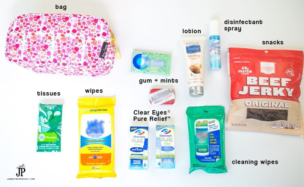 Make this DIY Travel Survival Kit to take on your next trip so you'll be prepared no matter what the trip throws your way. No more red eyes or getting sick. The secret is Clear Eyes®. See how to put together a DIY travel survival kit and why Clear Eyes® is the #1 essential item you must have the next time you travel. jenniferppriest.com #MyPureRelief [ad]