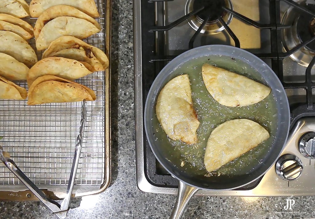 Frying ground beef potato Tacos