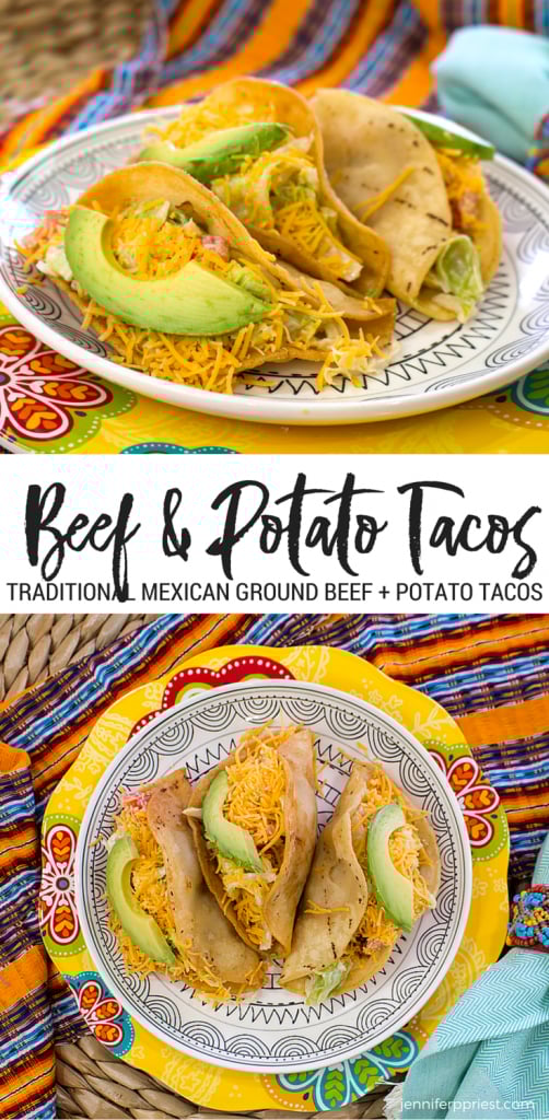 ground beef potato tacos image collage