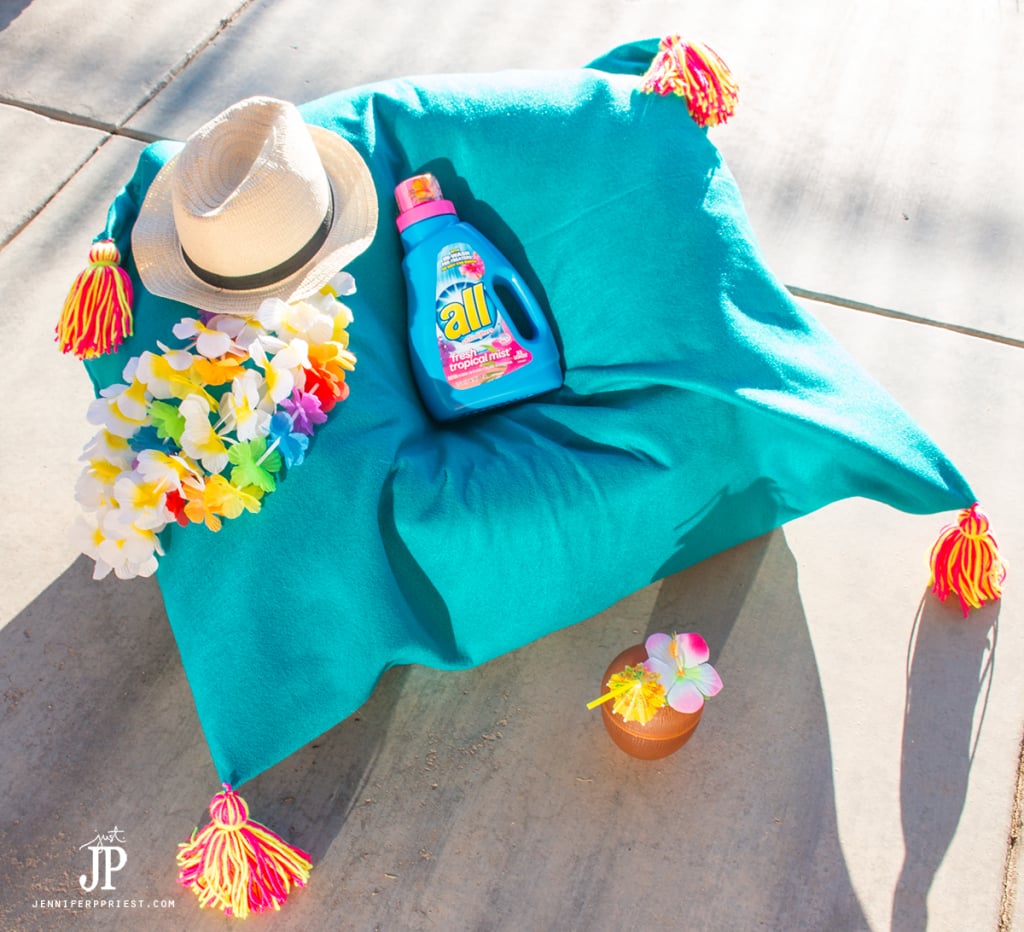Make a DIY Bean Bag cover that you can wash, using felt! Wash it in NEW all Tropical Mist detergent for a tropical experience!