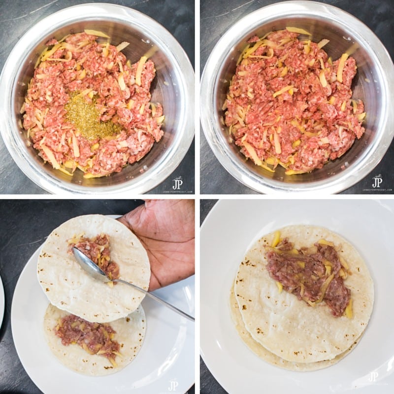 ground beef tacos prep