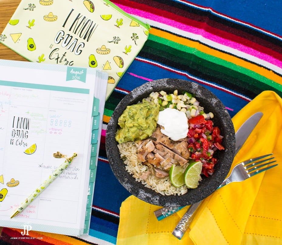 Knock off chicken burrito bowl recipe - make it at home! Healthy burrito bowl PLUS creamy guacamole that you don't have to to pay EXTRA for!