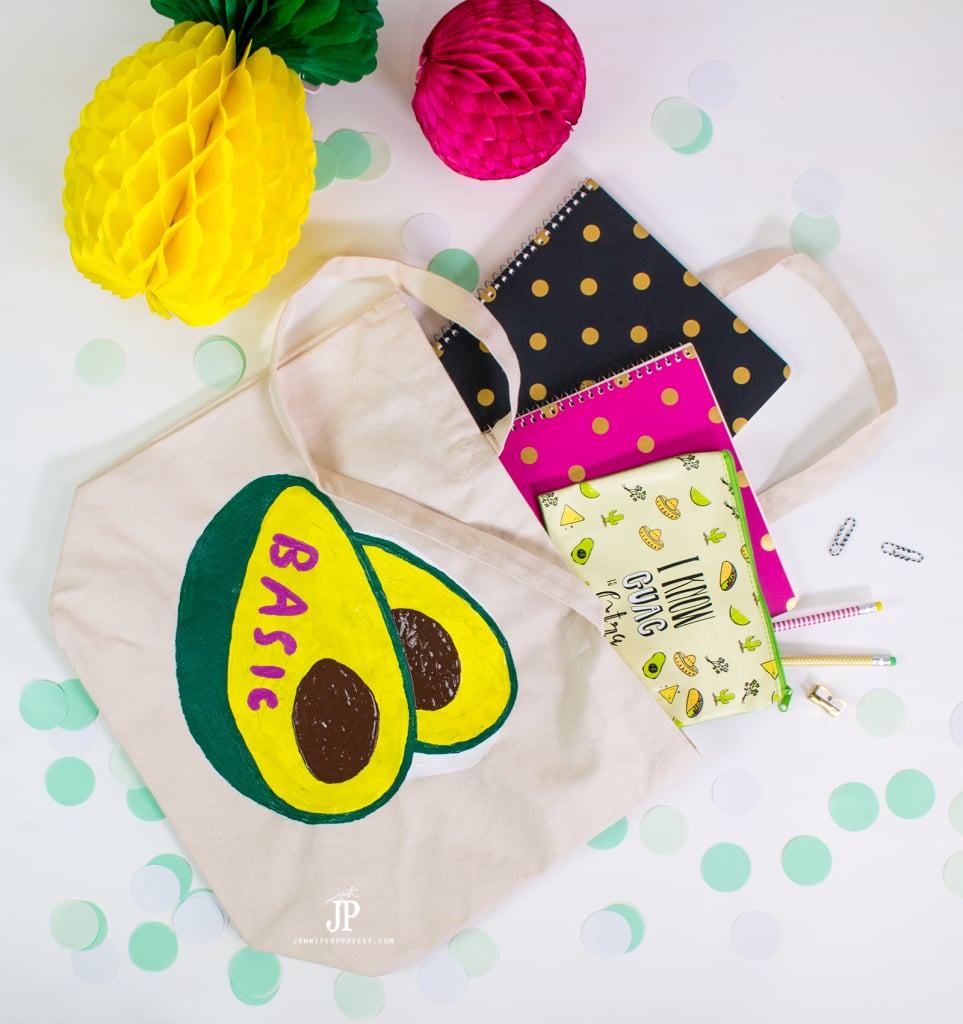 how to faux screenprint snapchat sticker basic avocado diy bag