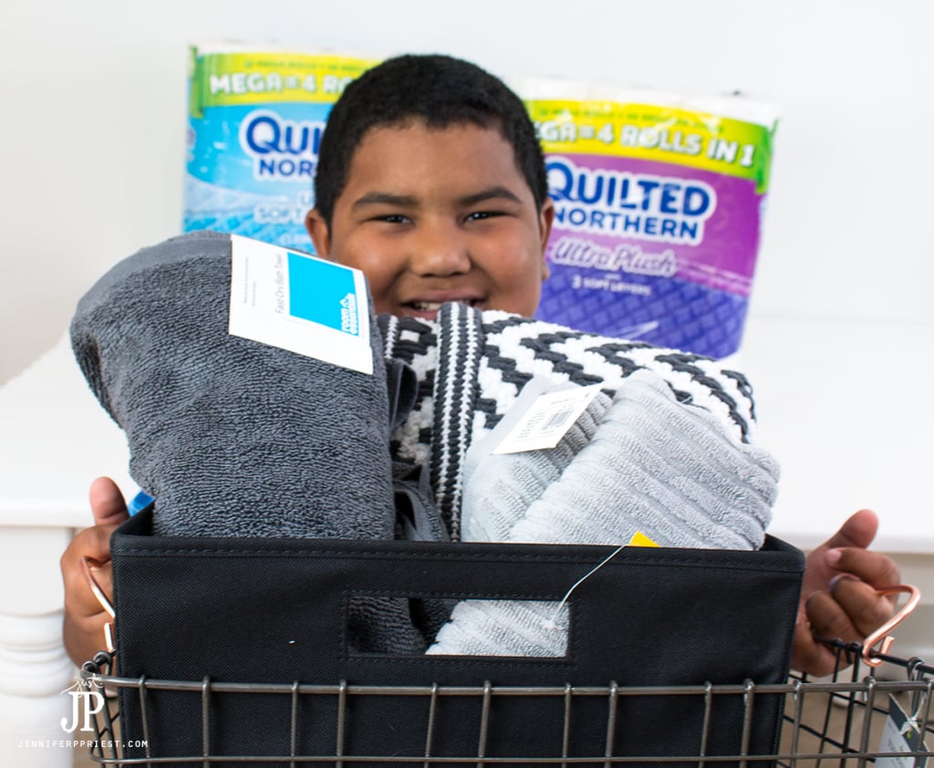 Organize the bathroom - get the kids involved by letting them personalize the space with color organizers and towels from Target. 