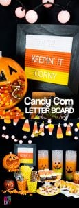 #ad #ClubBash Make a candy corn colored Felt Letter Board for a CANDY CORN Halloween party! It's all part of the fun with Ball Parkยฎ Frank Hot Dogs and Hillshire Farmยฎ Lit'l Smokies. Get the full how-to here: https://www.smartfundiy.com/ad-diy-felt-letter-board-candy-corn-edition/