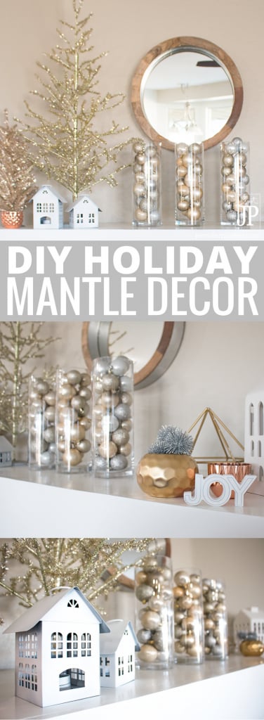Tips for decorating your mantle on a budget - use what you have and get bulk ornaments to fill vases and more. This look? Under $10 to make!