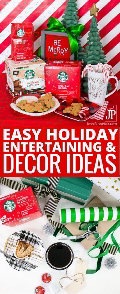 5 Easy Holiday Decorating and Christmas entertaining ideas with Starbucks Holiday Blend K-Cup pods and Starbucks Peppermint Mocha Latte Caffe K-Cup pods at Walmart