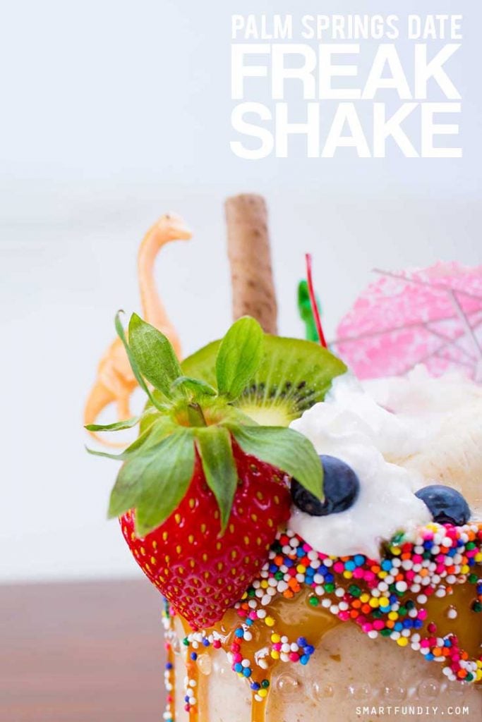 Banana Date Shake with fruit decorations