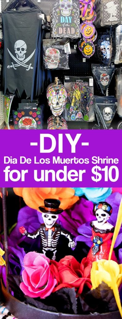 How to make a day of he dead altar or OFRENDAS. What is dia de los muertos all about? This post explains plus has a tutorial for making day of the dead shrines with supplies from 99 Cents Only Stores.