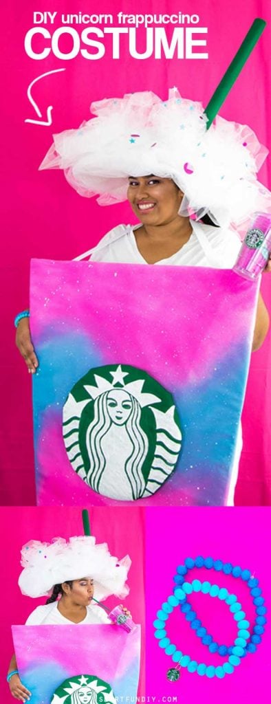 DIY Unicorn Frappuccino Costume - the easiest to make + wear Frappuccino costume ever! Make this in ANY size, even plus size or for kids!