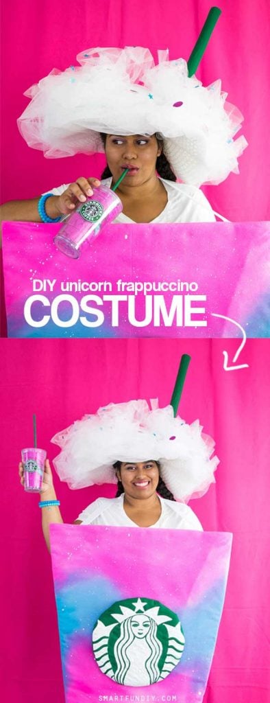 DIY Starbucks costume fits adults + kids - DIY Unicorn Frappuccino Costume! Easy DIY Halloween Costume to wear and make!