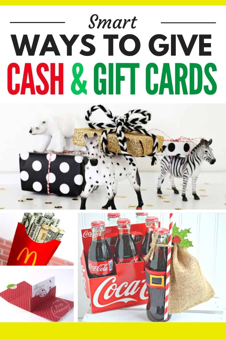 collage of creative ways to give cash and gift cards