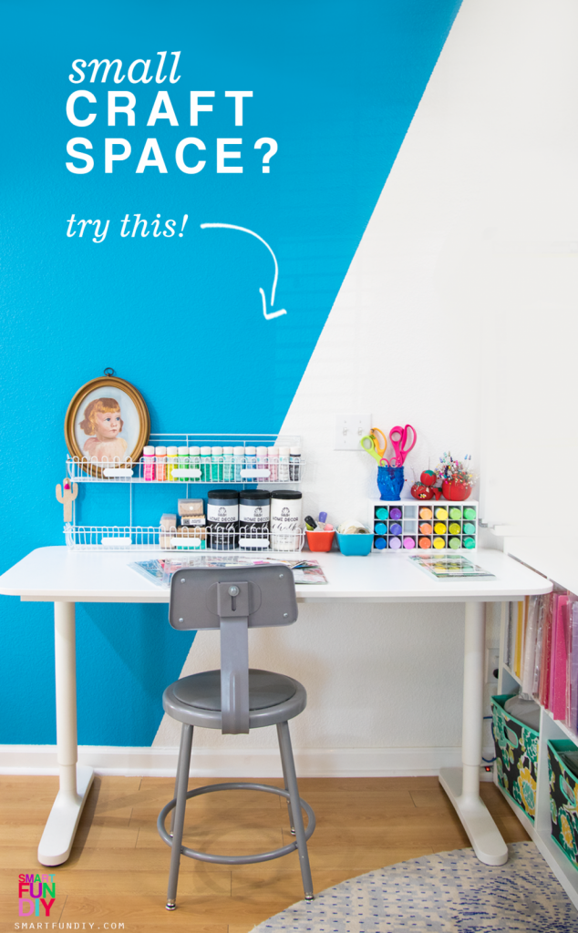 small craft space with table and chair