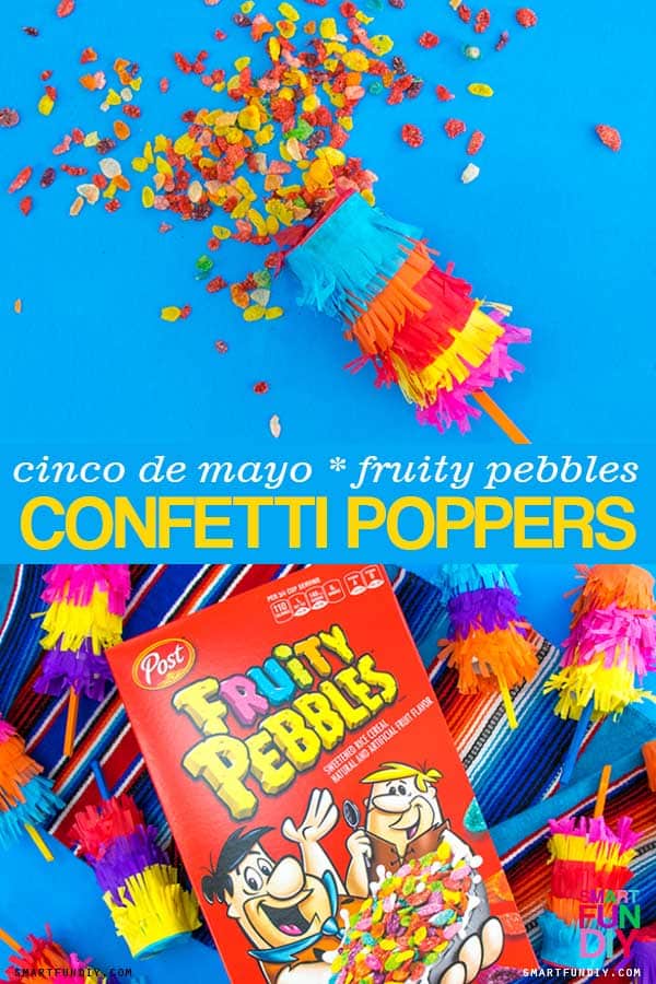 DIY Confetti poppers filled with Fruity pebbles cereal