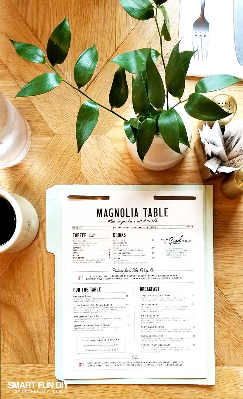Magnolia Table restaurant menu