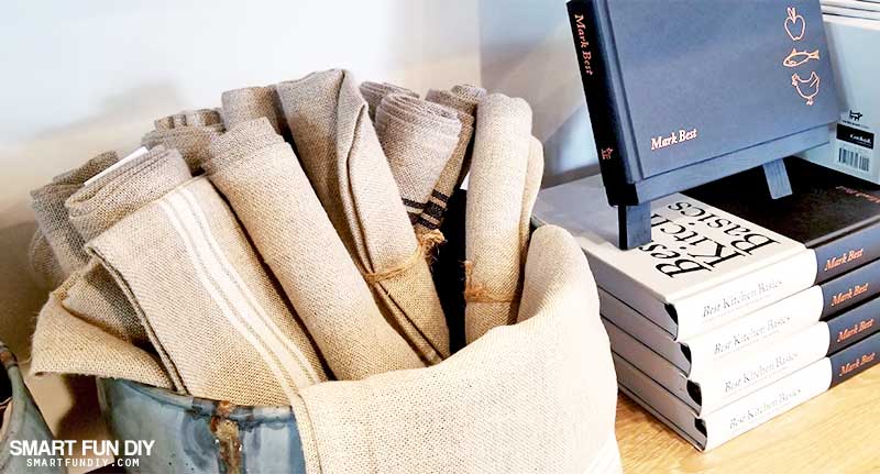 tea towel display in Take Away Market at Magnolia Table restaurant