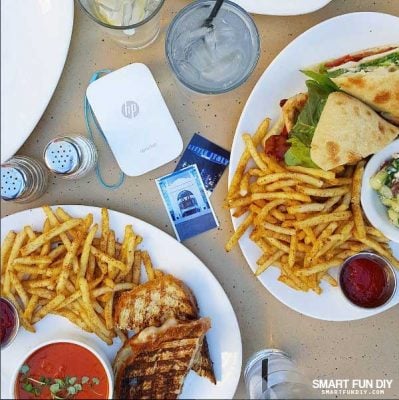 printing photos with HP Sprocket while eating lunch