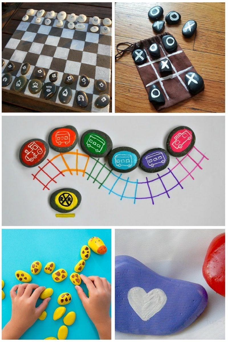 painted rock ideas for kids - collage