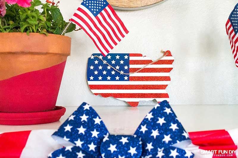USA map wood sign with US flag printed on it from 99 Cents Only Stores