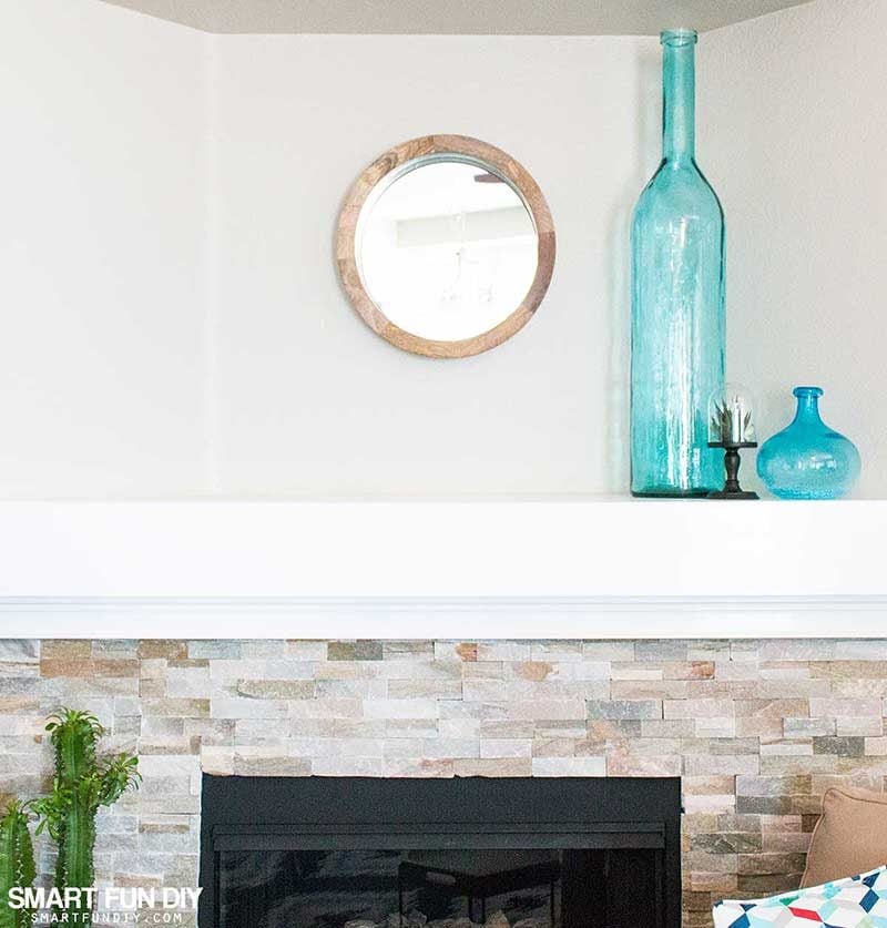Modern stone fireplace mantel