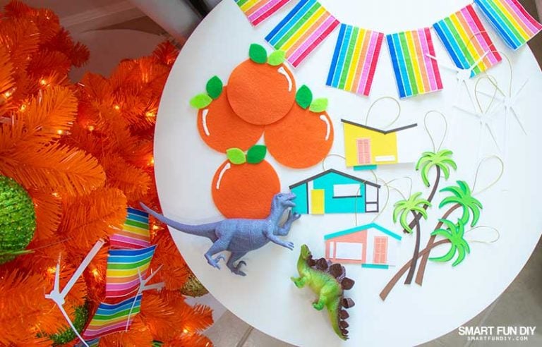 DIY Palm Springs Christmas Decorations for an Orange Christmas Tree!