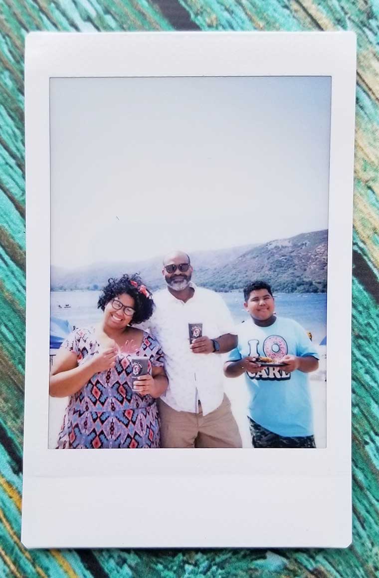 instant camera photo at beach