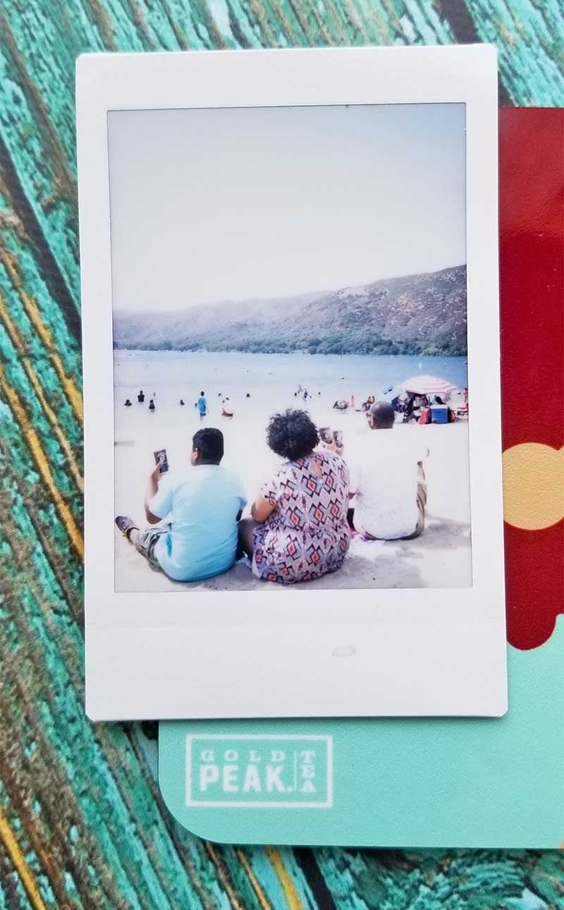 picture of instant camera photo at lake