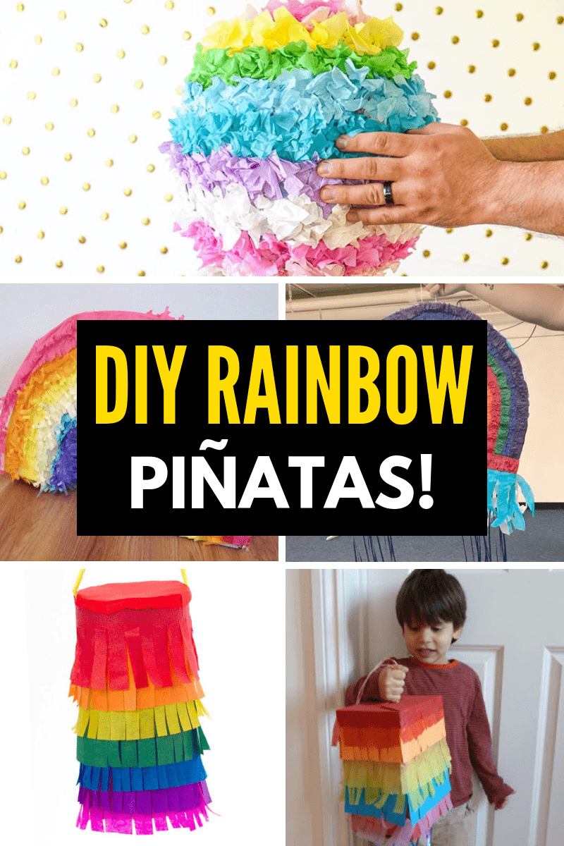 DIY Rainbow Pinatas collage