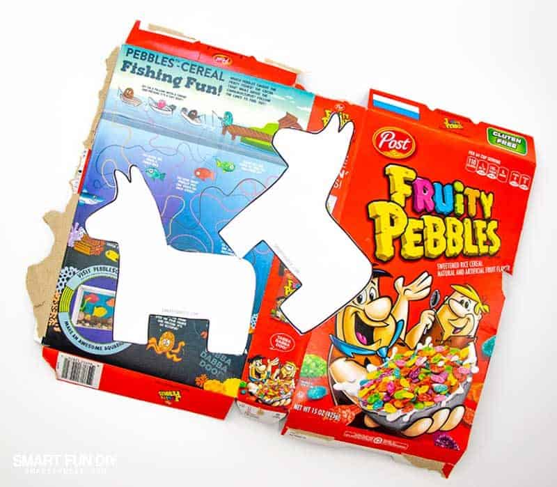 Cut Pinata pattern from cereal box