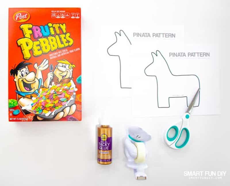 DIY pinata from cardboard supplies
