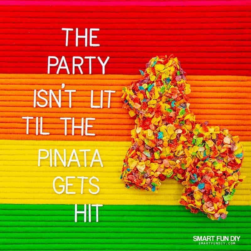 DIY pinata from cardboard covered in cereal