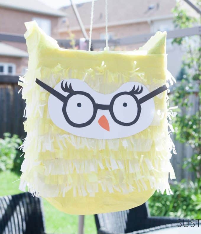 DIY owl pinata from cereal box