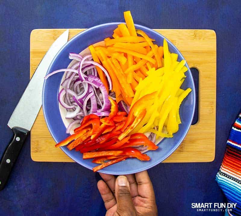 chopped fajita veggies