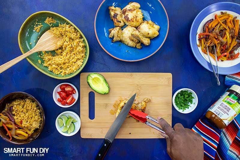 slice the chicken for burrito bowls