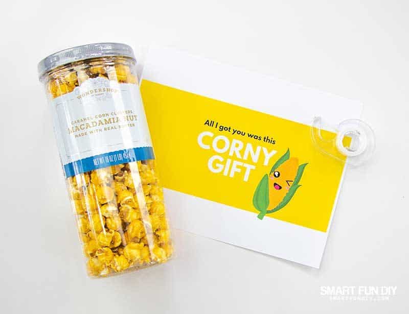 popcorn tube and label for corny gag gift idea