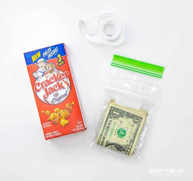 supplies for cracker jack box gift idea