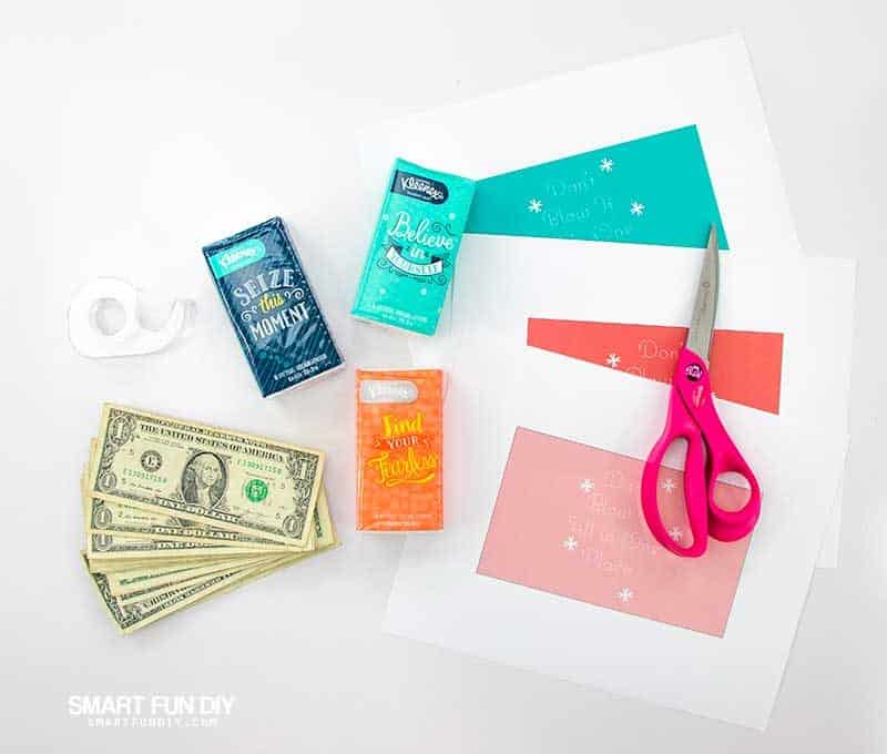 supplies to make don't blow it all in once place money gag gift idea