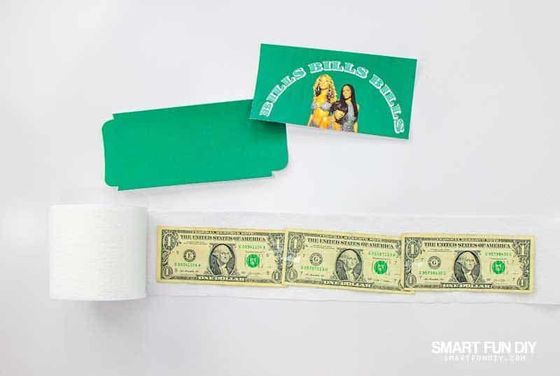 how to make rolls of toilet paper with silly printed labels