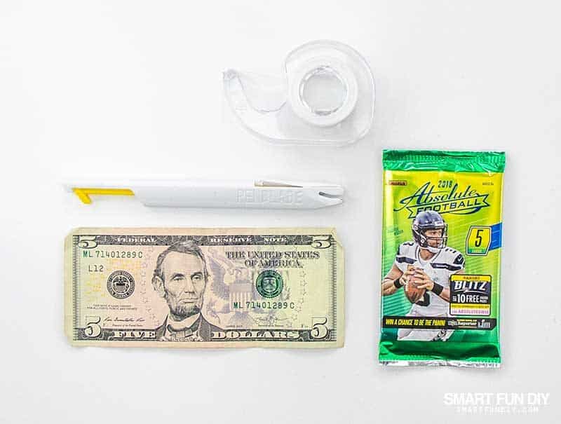 supplies to hide money gift in pack of baseball cards