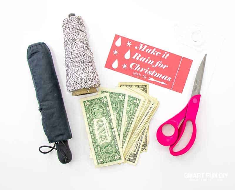 supplies for umbrella make it rain money gift idea