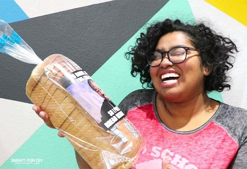 girl laughing at bread gag gift idea