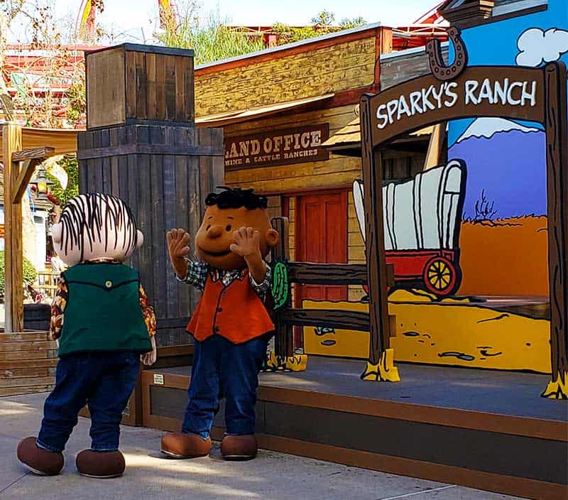 Linus and Franklin in Calico Park at Knott's PEANUTS Celebration