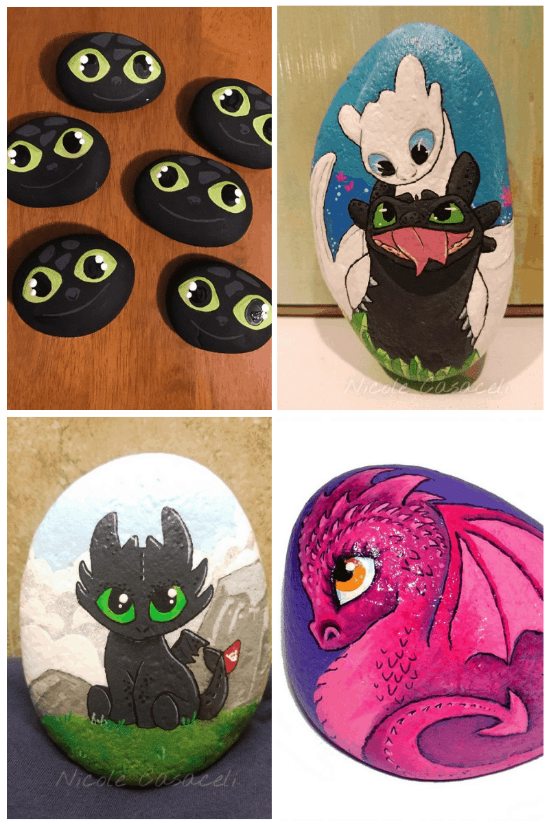 HTTYD Painted Rocks Collage #smartfundiy