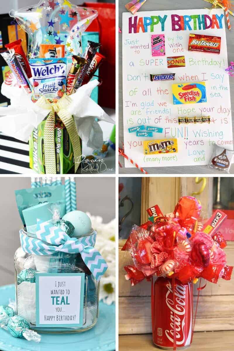 collage of candy birthday gift ideas